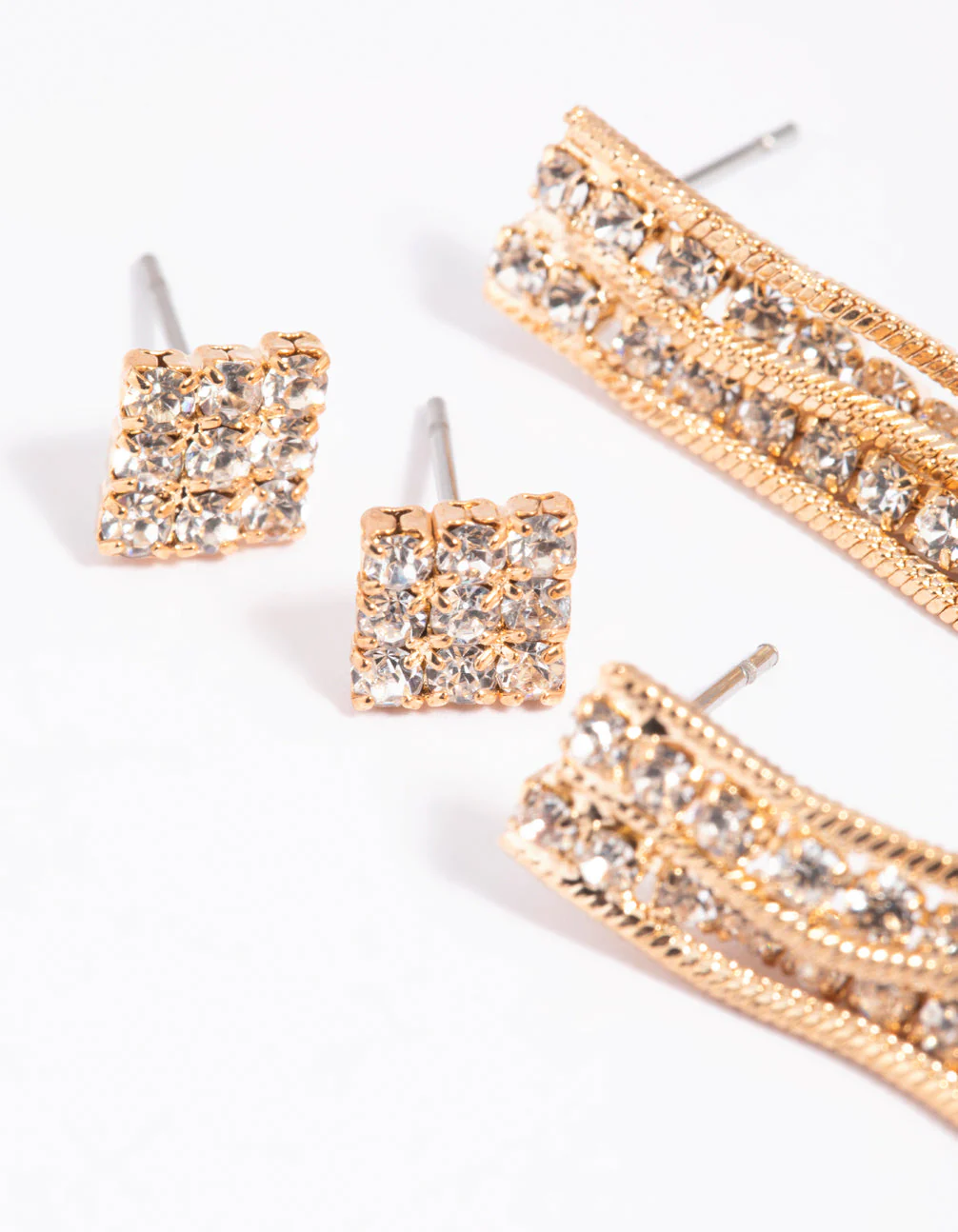 Gold Diamante Stud Earring Set - Image 3
