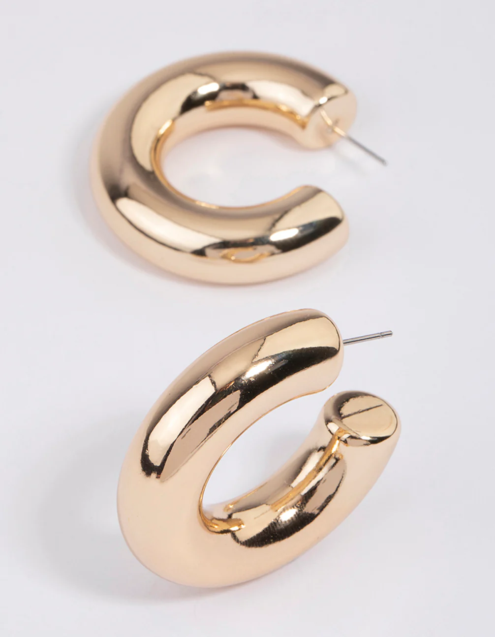 Gold Thick Smooth Hoop Earrings Pack - Image 3