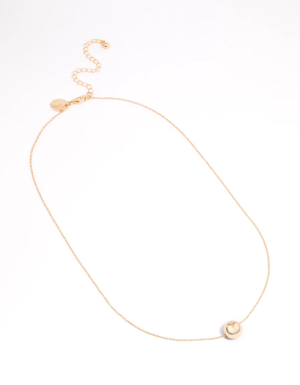 Gold Thin Chain Ball Pendant Necklace - Image 2