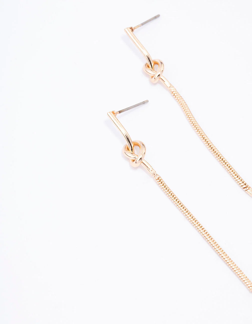 Gold Twisted Knotted Drop Earrings - Image 2