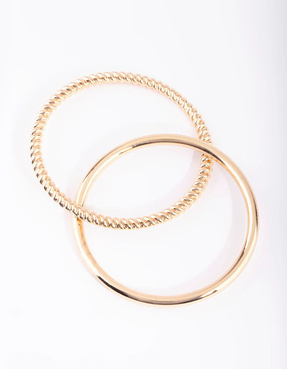 Gold Twisted & Plain Bangle Bracelet Set - Image 2