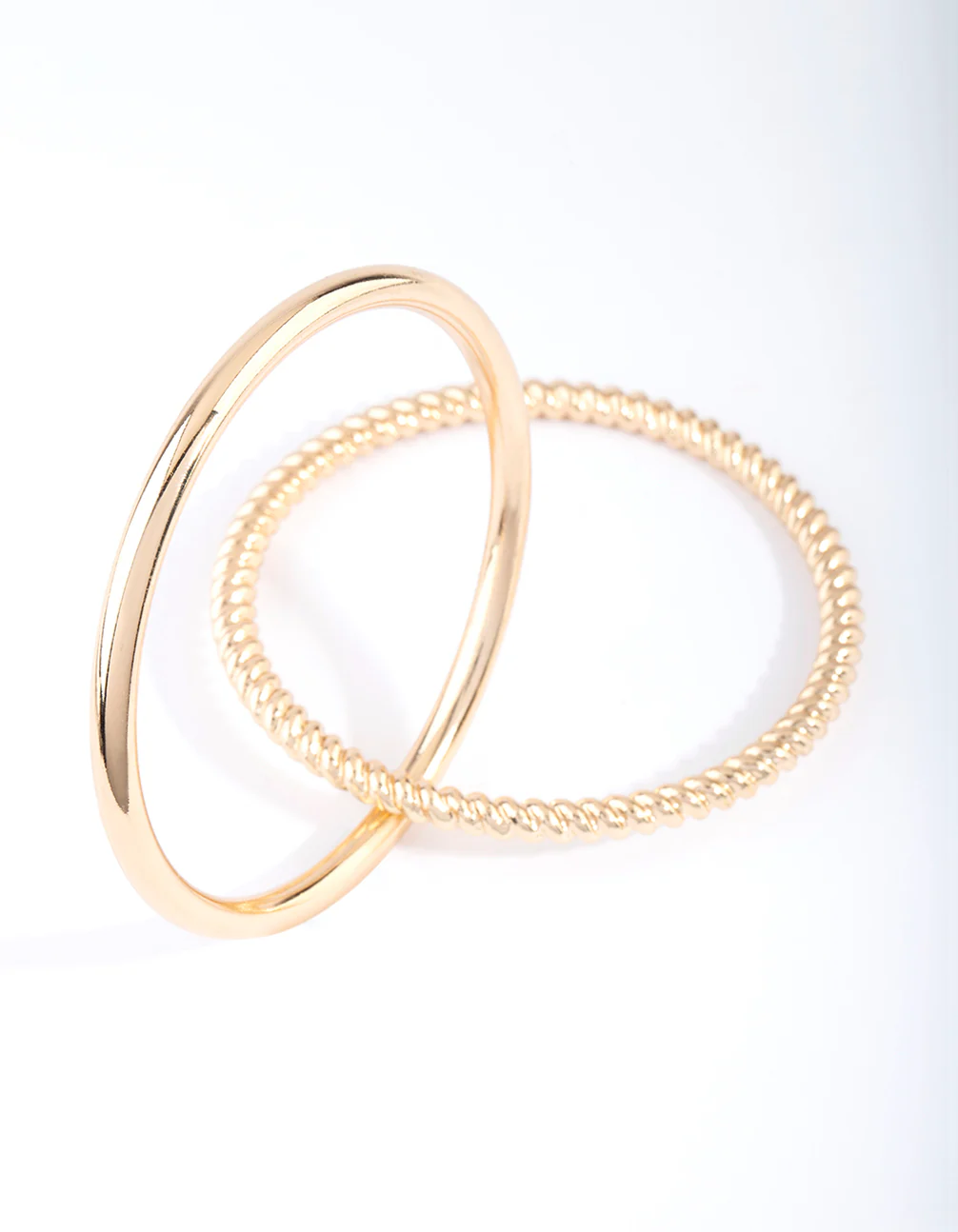 Gold Twisted & Plain Bangle Bracelet Set - Image 3