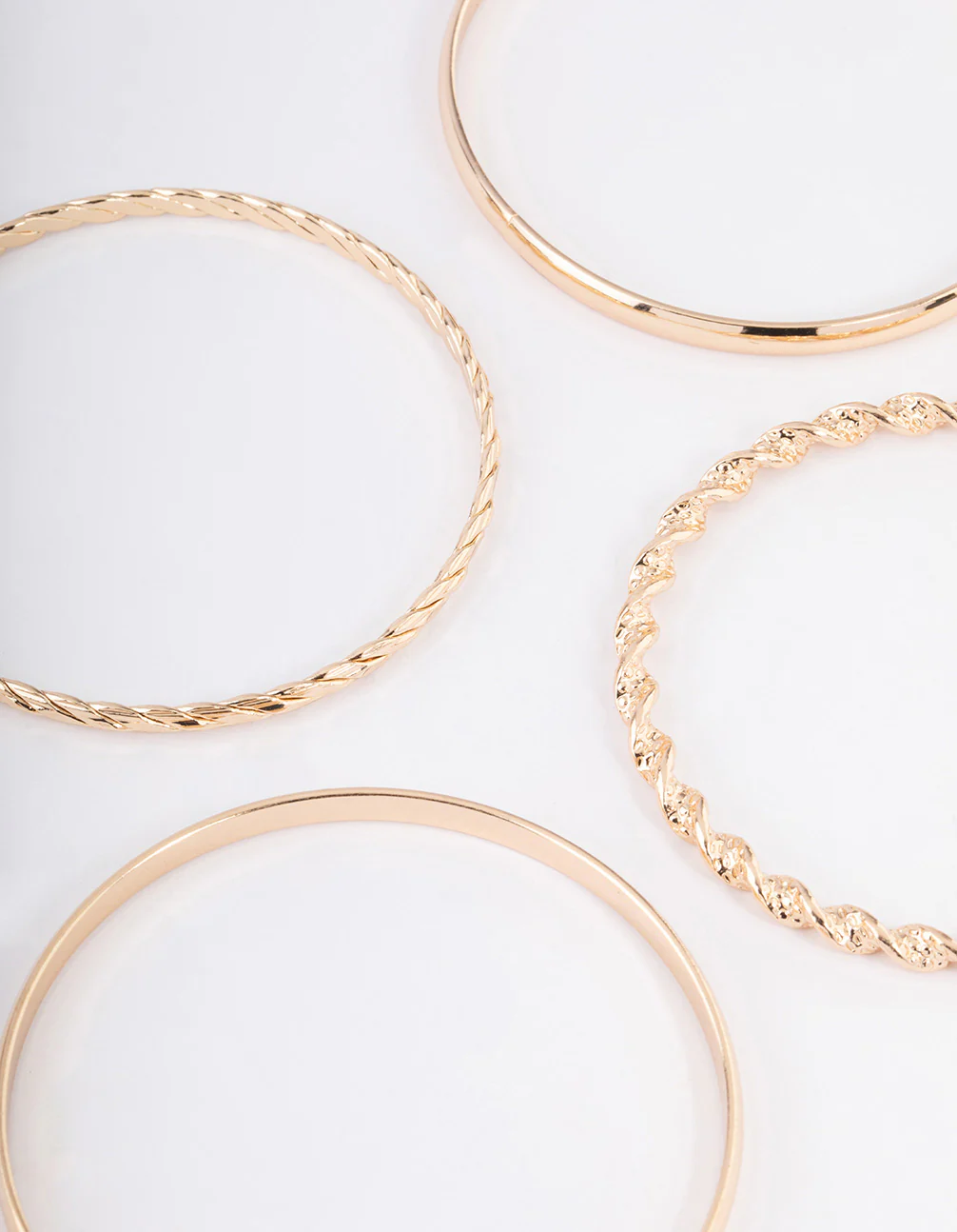 Gold Twisted & Plain Bracelet 6-Pack - Image 3