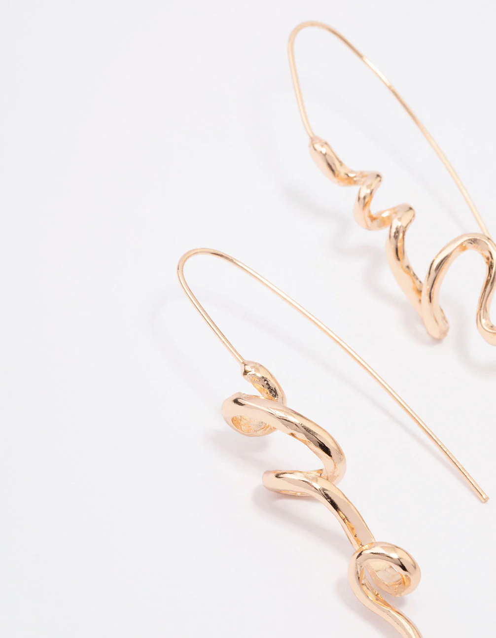 Gold Twisted Spiral Drop Earrings - Image 2