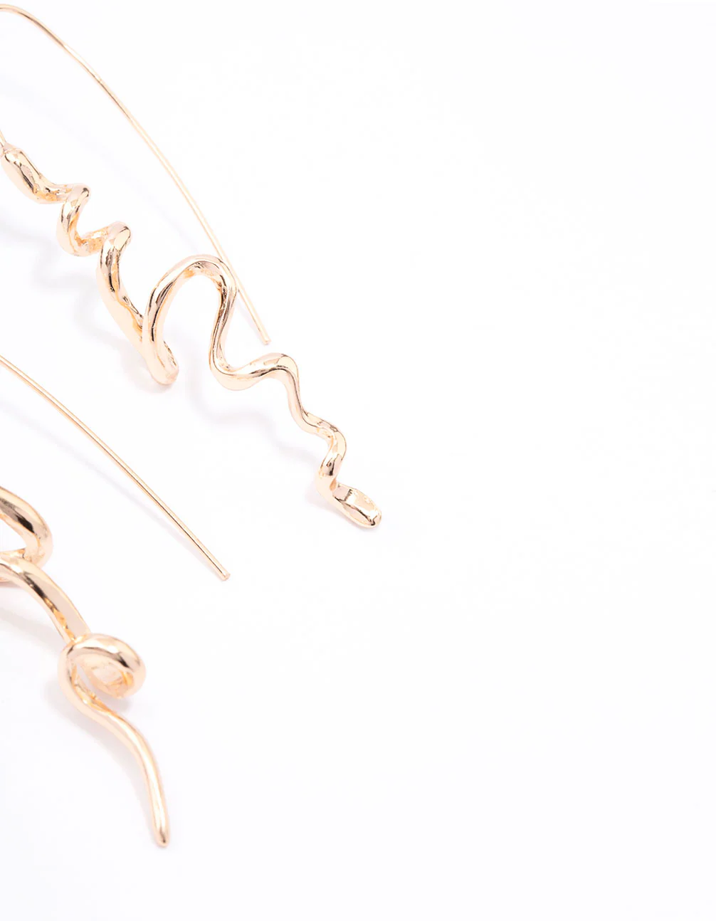 Gold Twisted Spiral Drop Earrings - Image 3