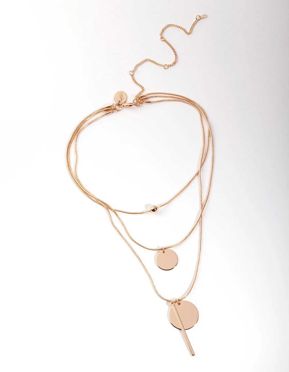 Gold Triple Row Bead Necklace - Image 2