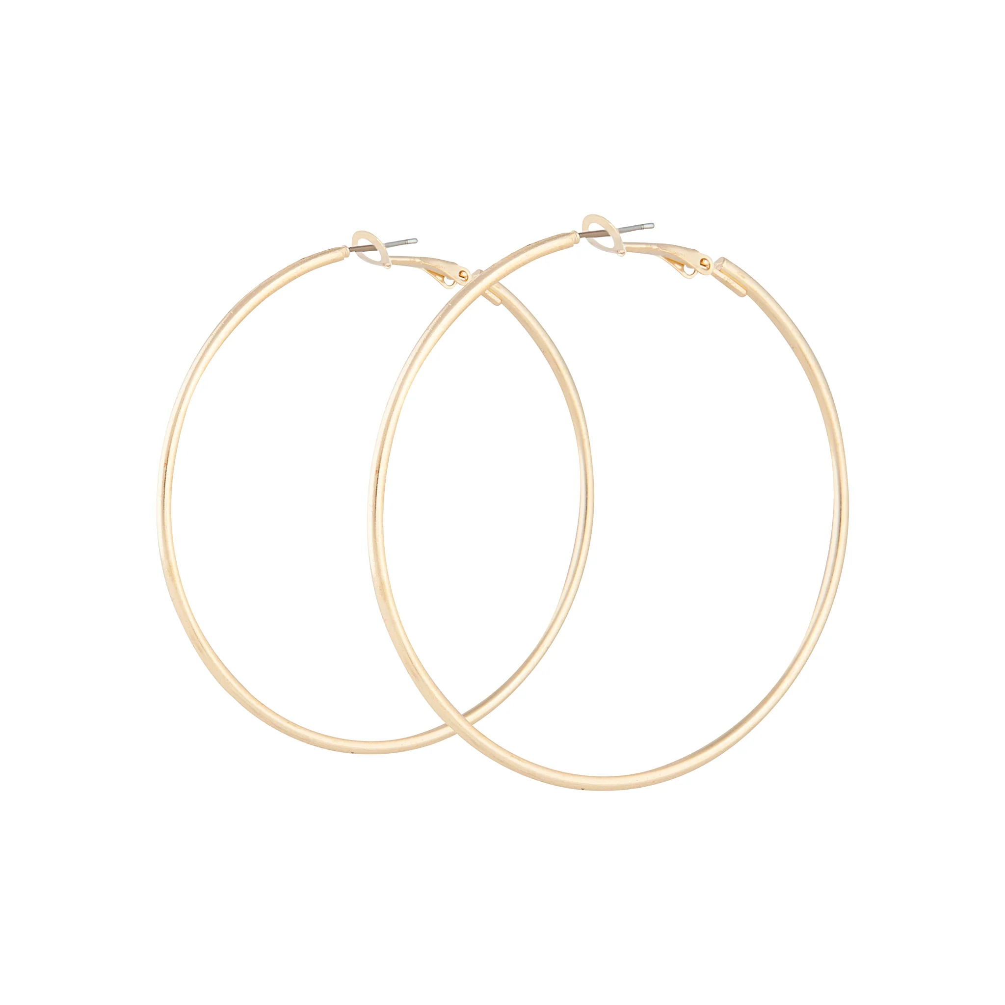 Gold Plain Tube Hoop Earrings - Image 2