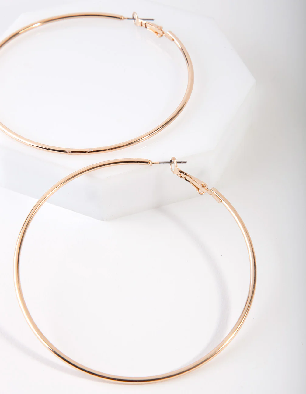Gold Classic Tube Hoop Earrings - Image 2