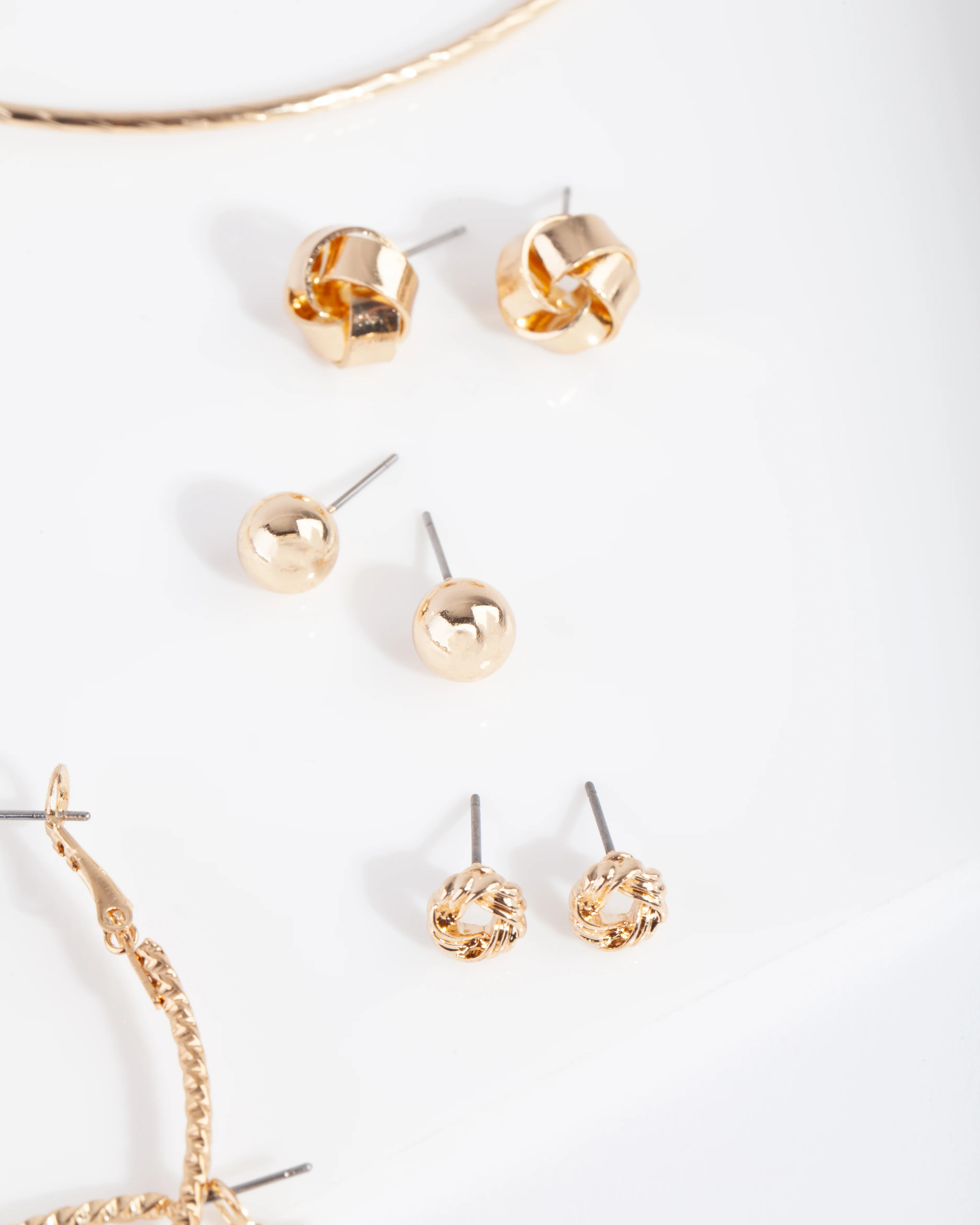 Gold Ball Knot Stud & Hoop 6-Pack - Image 3