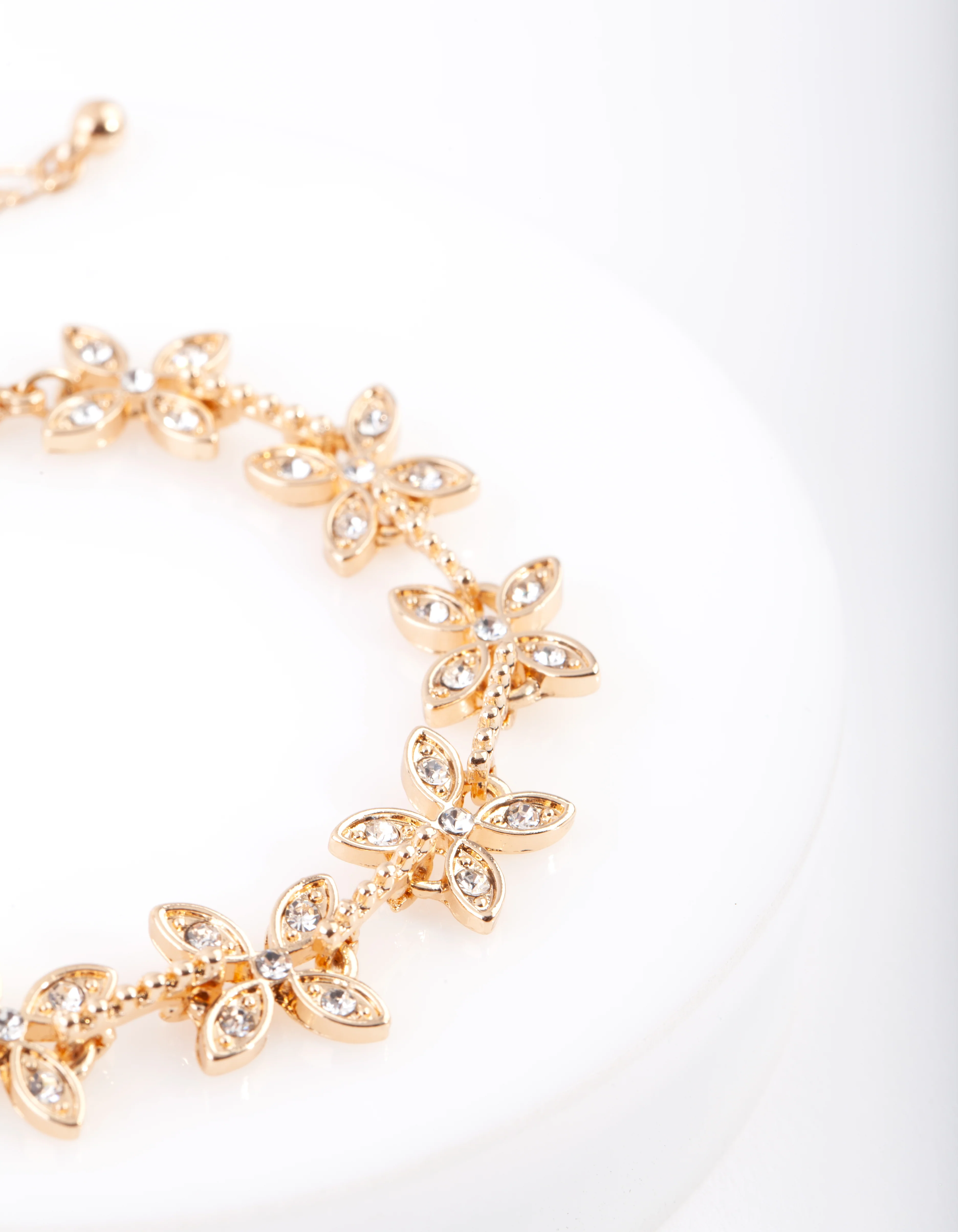 Gold Diamante Flower Bracelet - Image 2