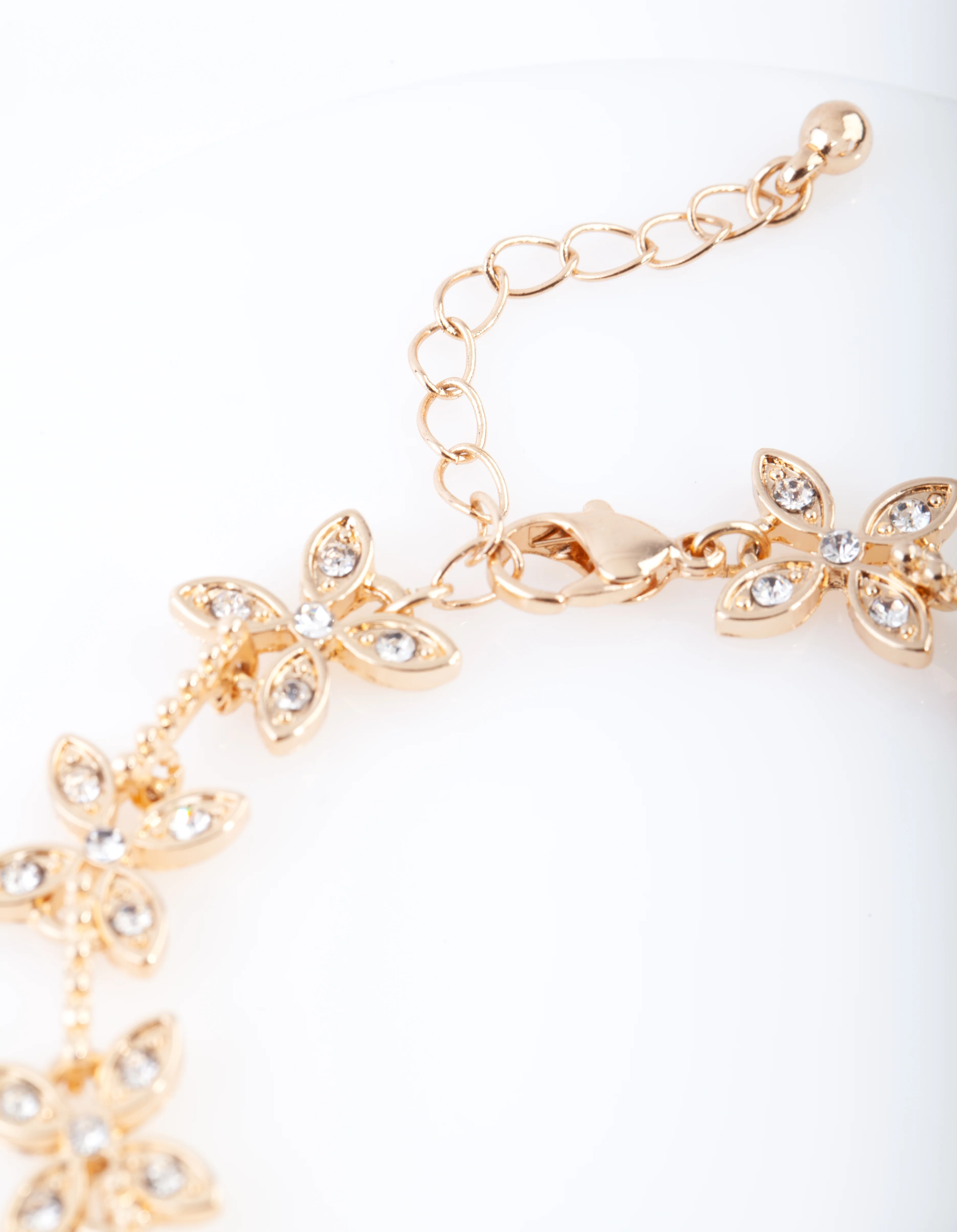Gold Diamante Flower Bracelet - Image 3