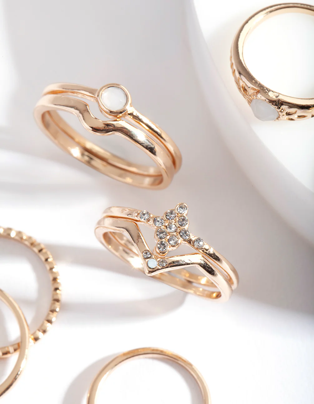 Gold Diamante Textured Ring Pack - Image 2