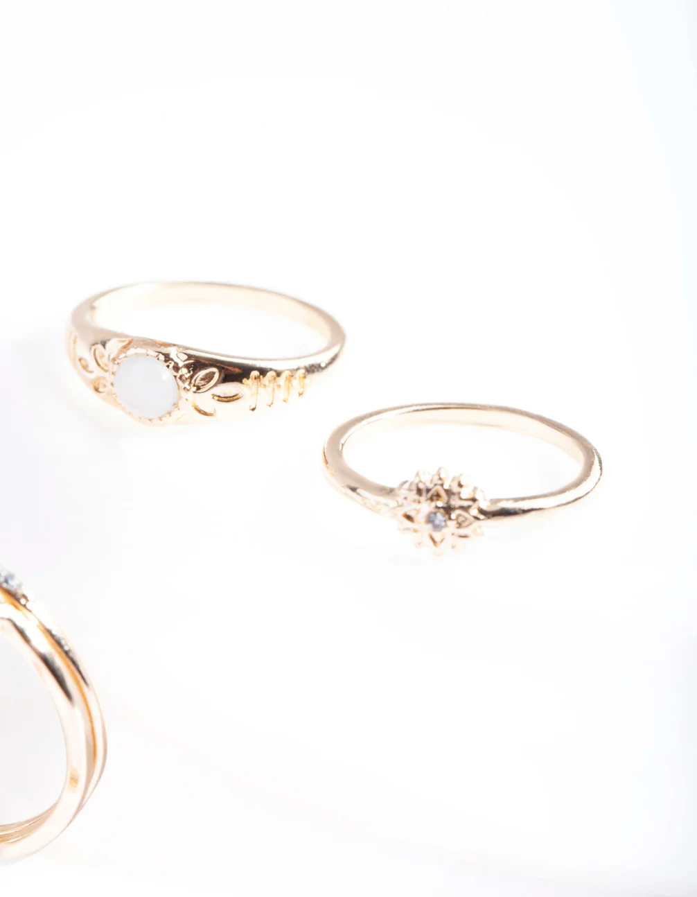 Gold Diamante Textured Ring Pack - Image 3