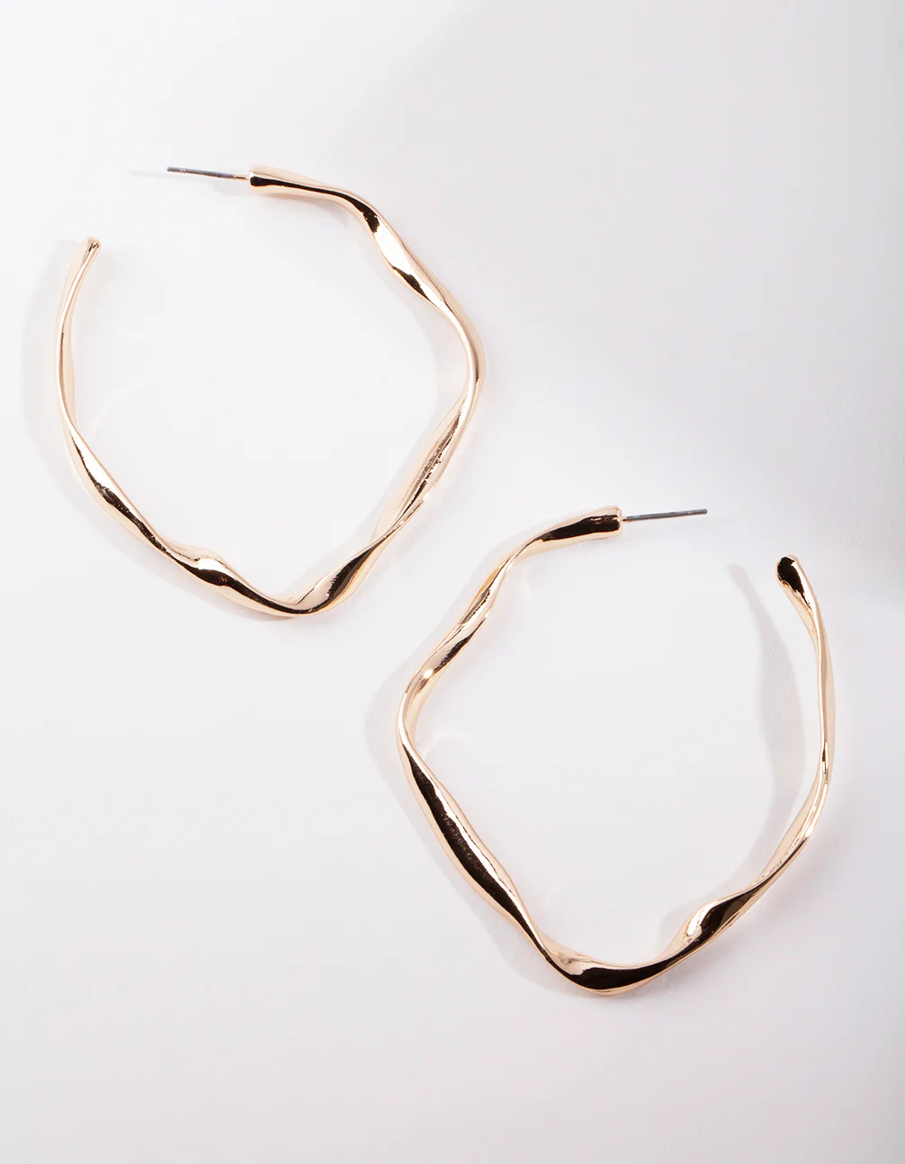 Gold Large Organic Hoop Earrings