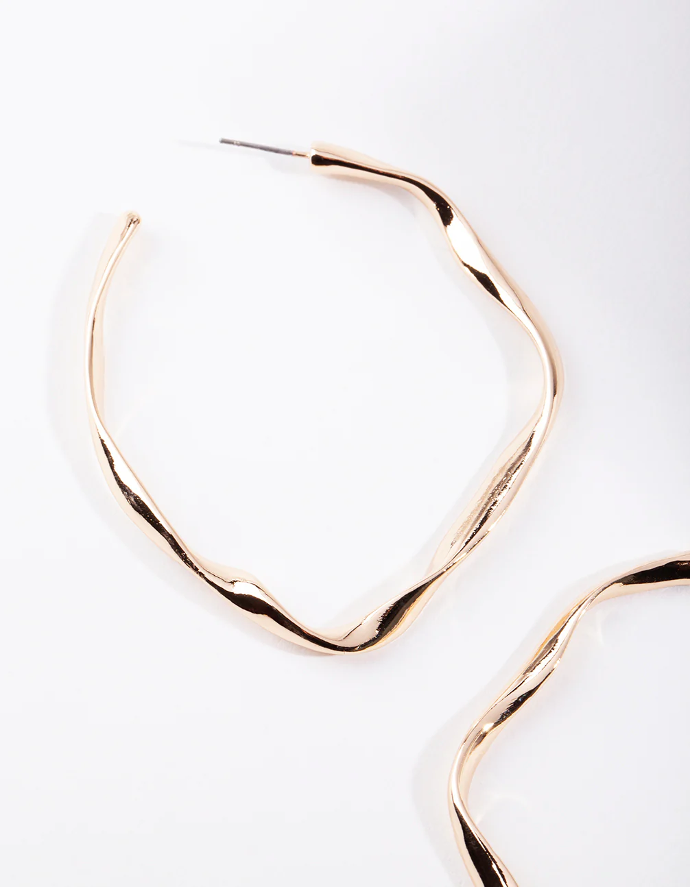 Gold Large Organic Hoop Earrings - Image 2