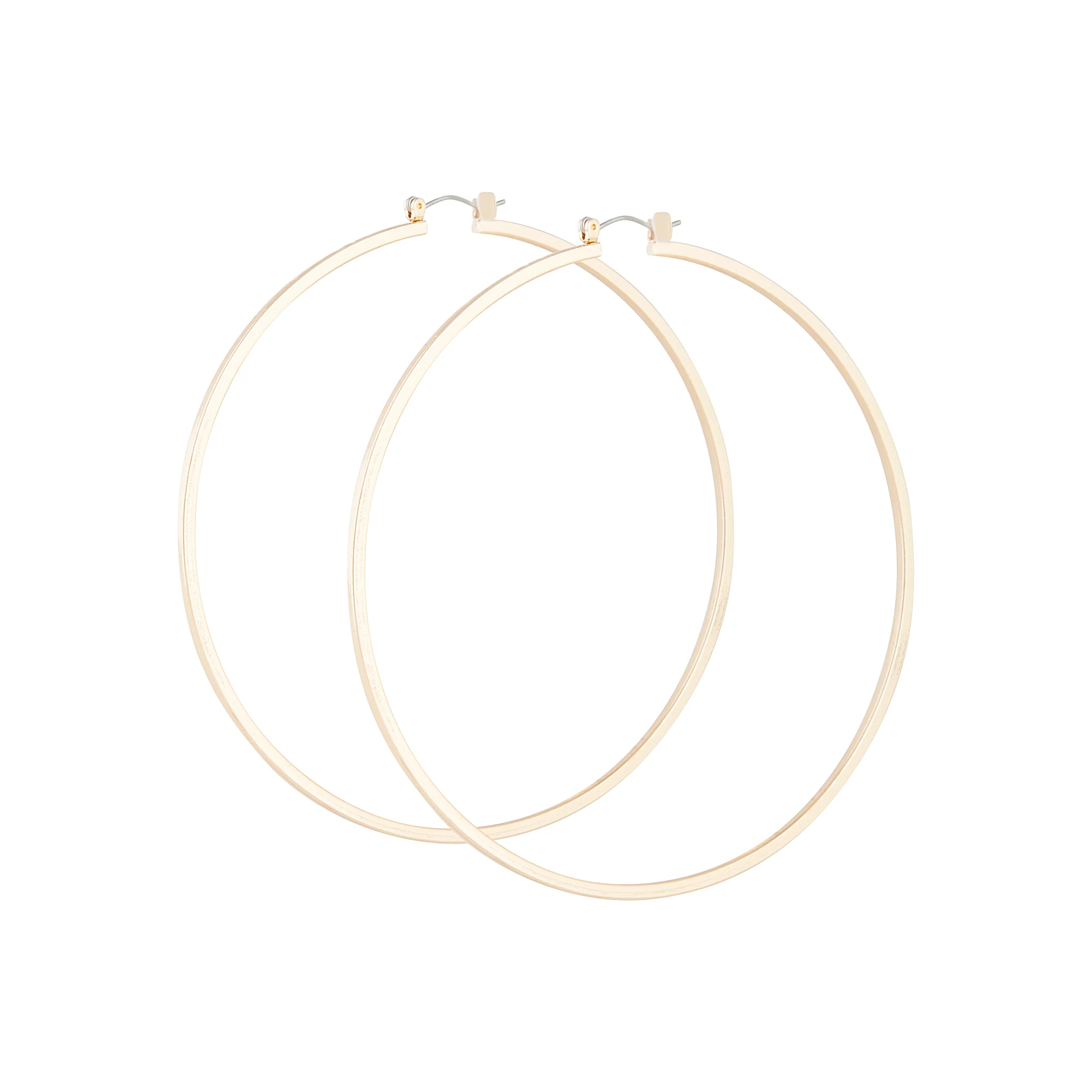 Polished Gold Large Hoop Earrings - Image 2