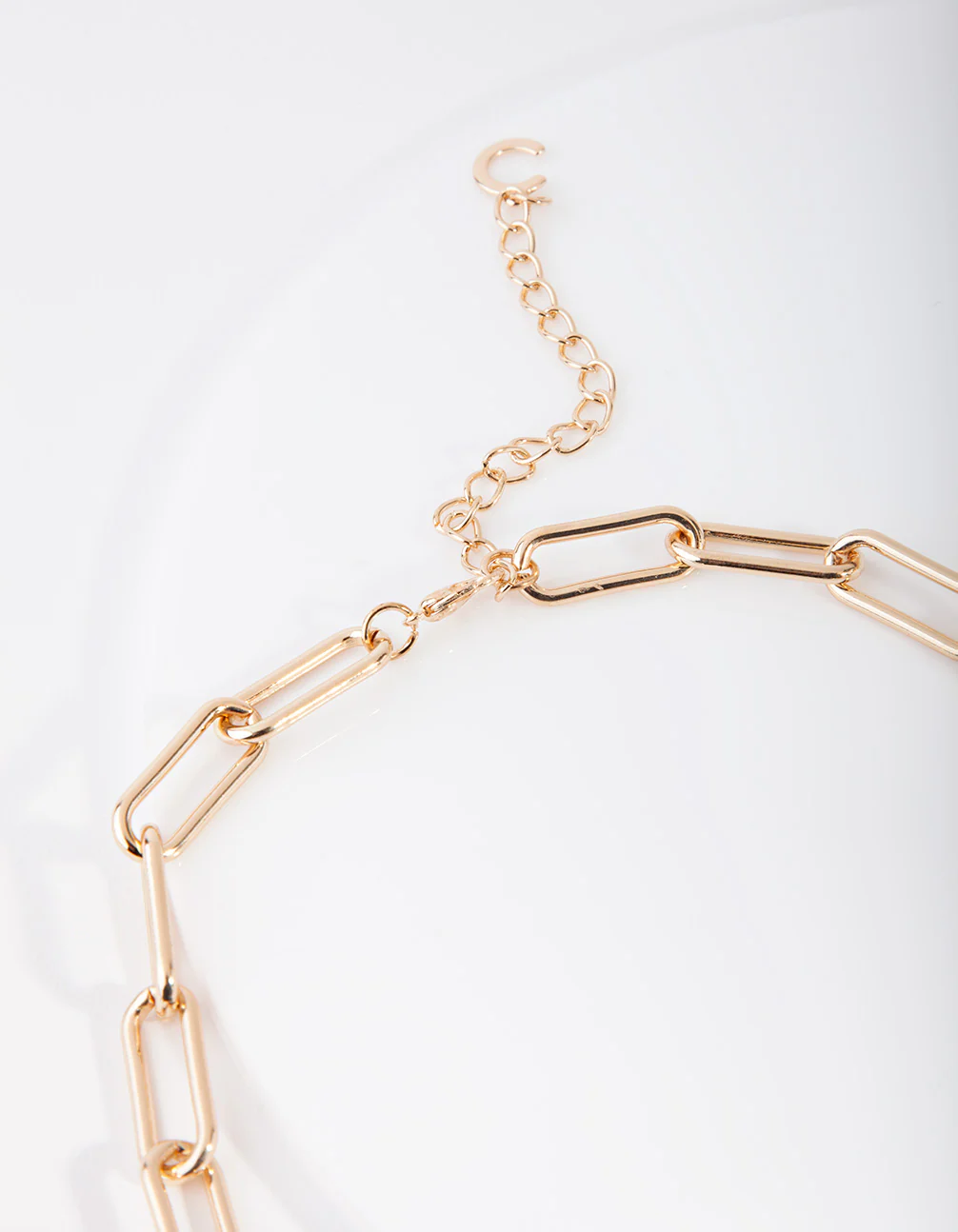 Gold Rectangle Chain Link Necklace - Image 3