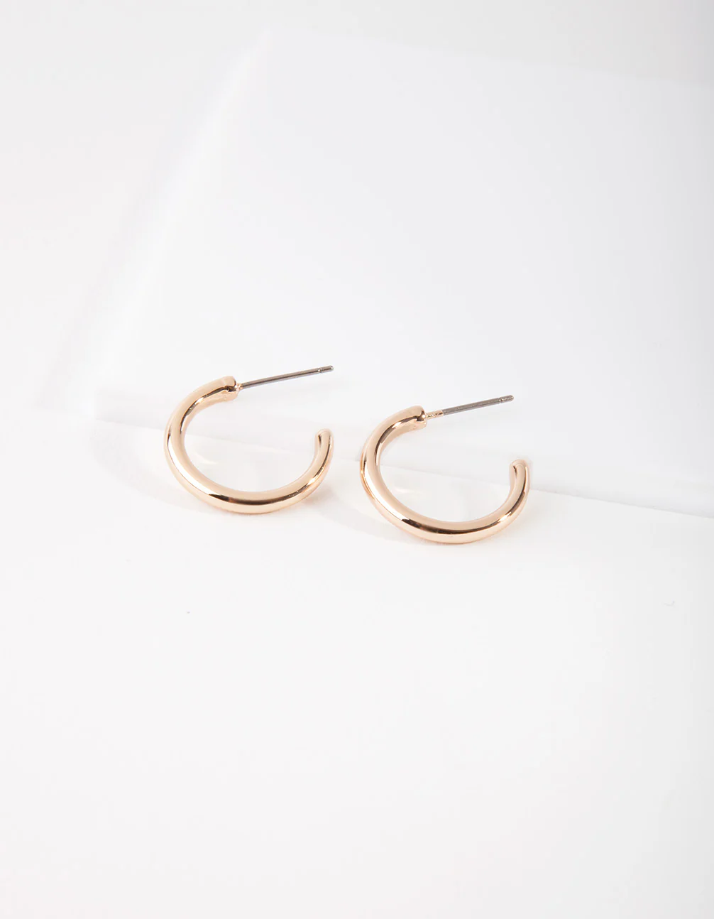 Gold Small Thick Hoop Earrings - Image 2