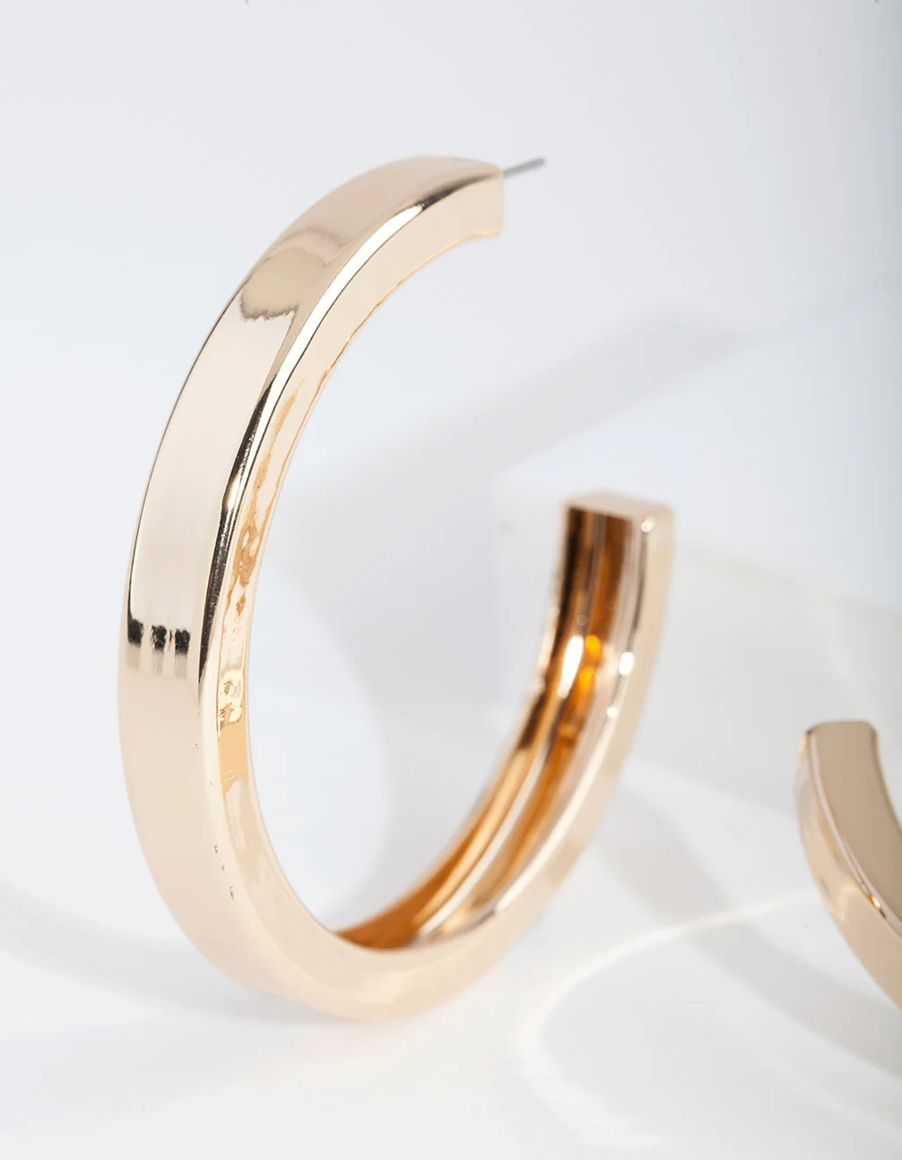 Gold Square Edge Hoop Earrings - Image 2