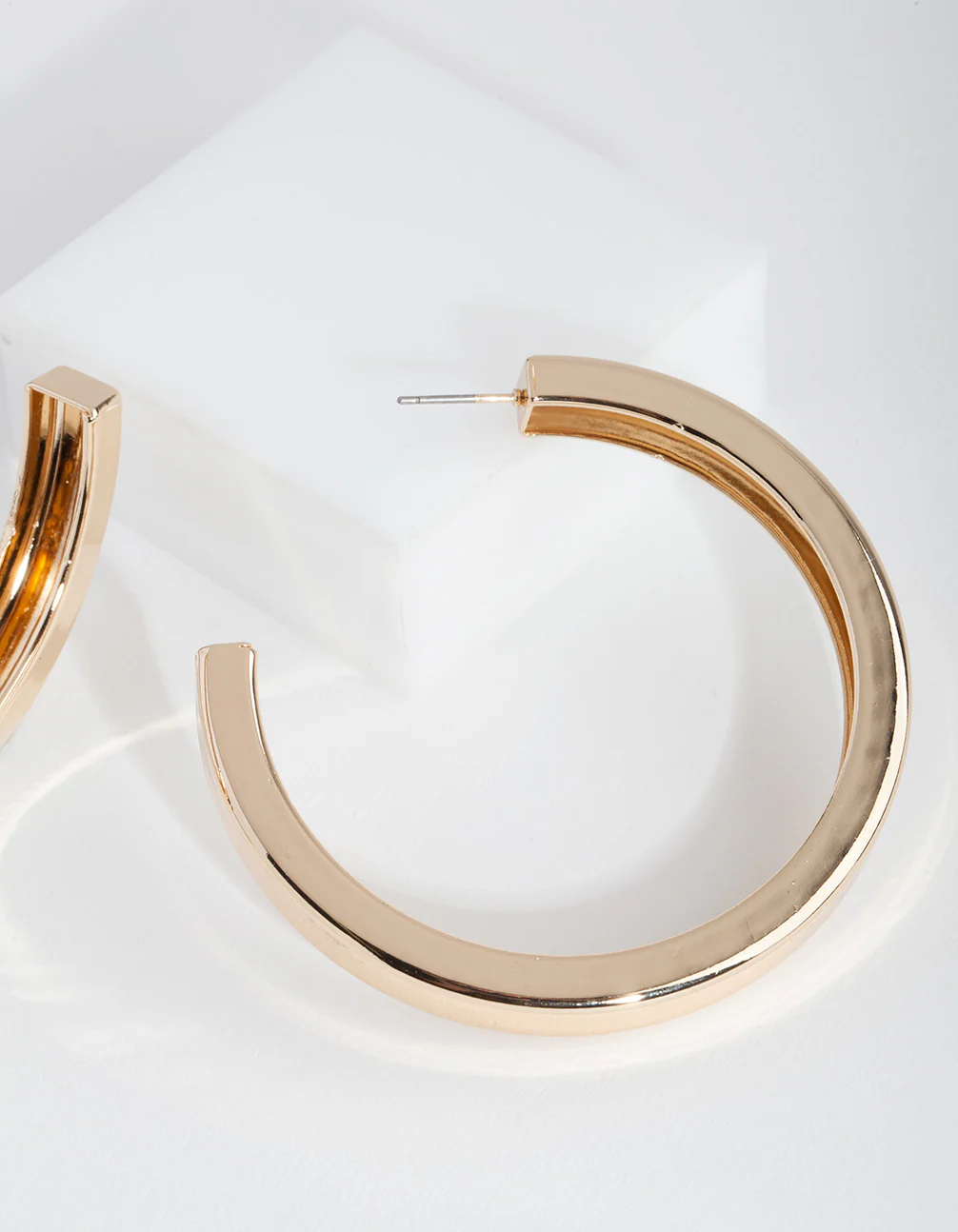 Gold Square Edge Hoop Earrings - Image 3