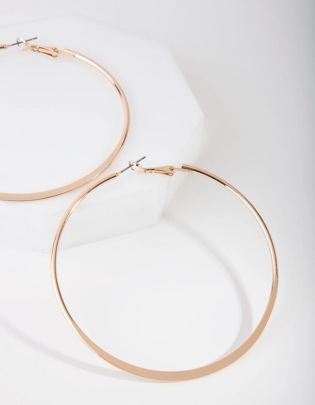 Gold Flat Edge Hoop Earrings - Image 2