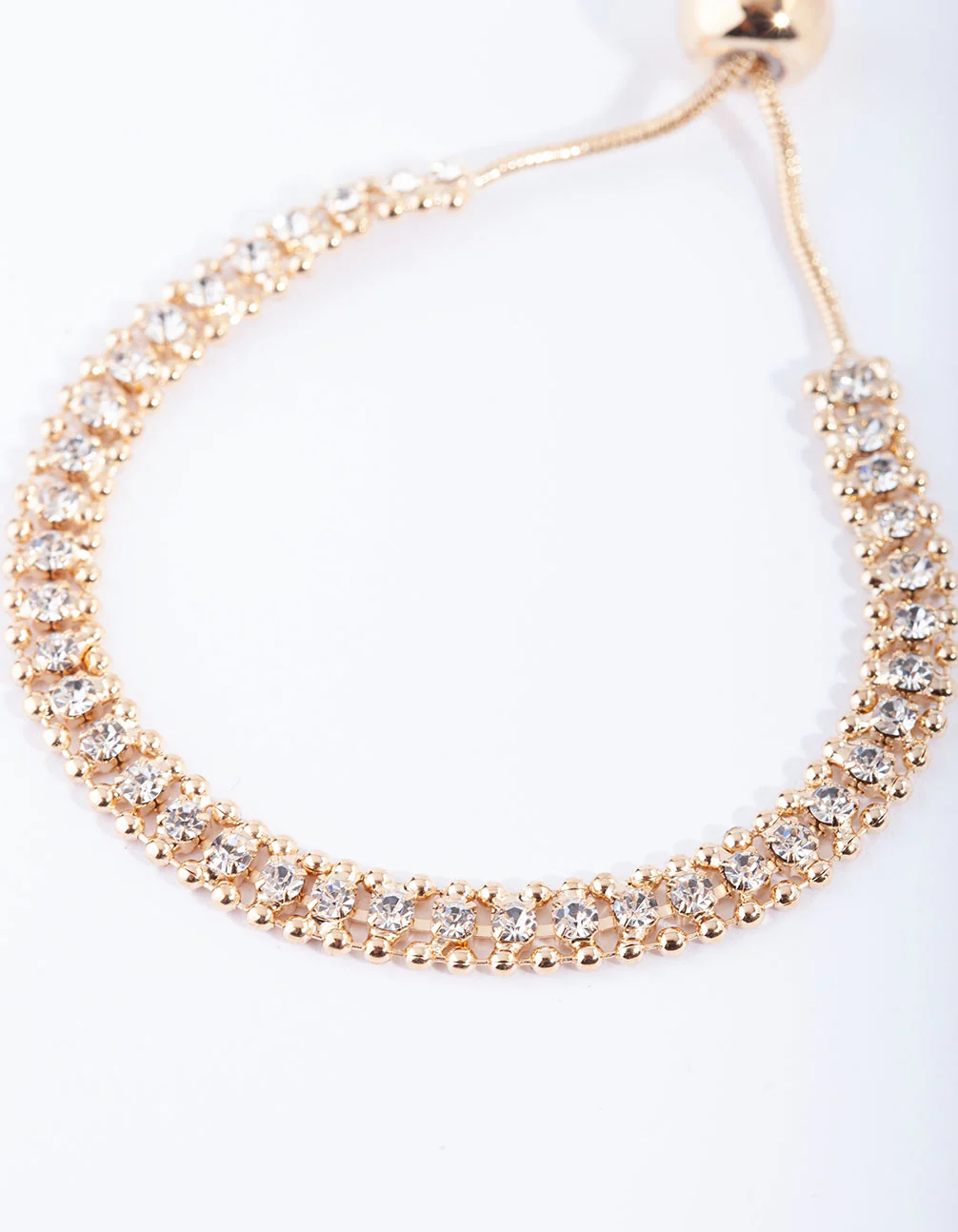Gold Diamante Toggle Tennis Bracelet - Image 2