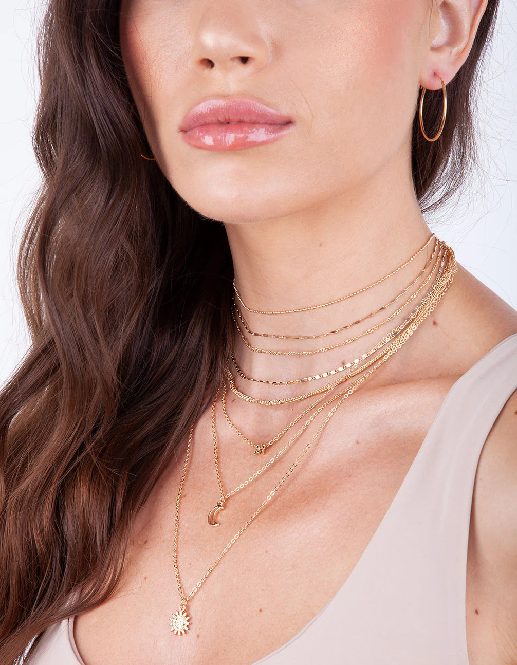 Gold Delicate Celestial Layered Necklace - Image 2