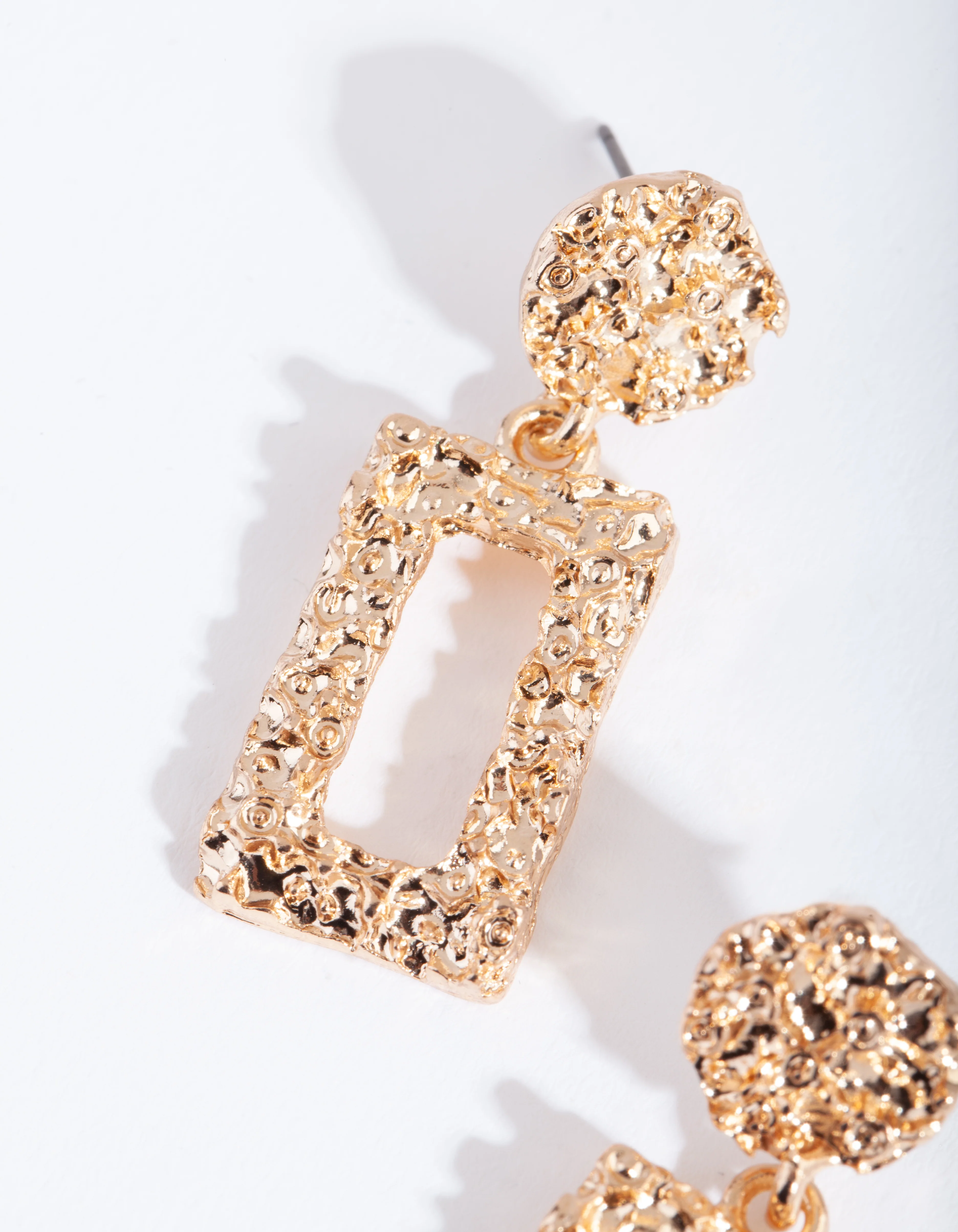 Mini Textured Rectangular Earrings - Image 4