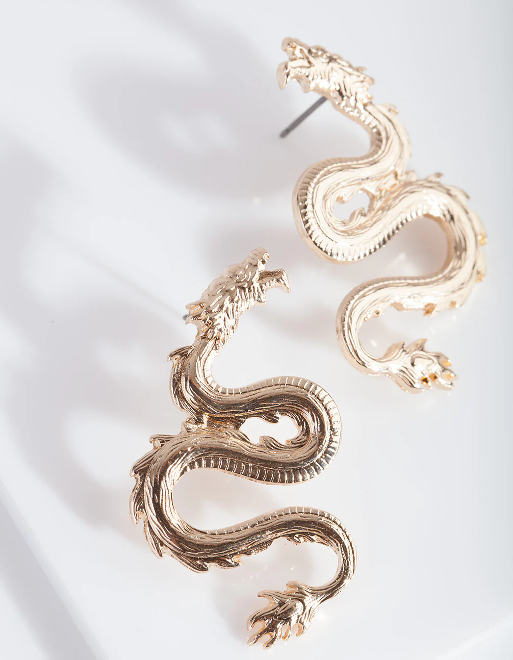 Mini Gold Spiked Dragon Earrings - Image 4