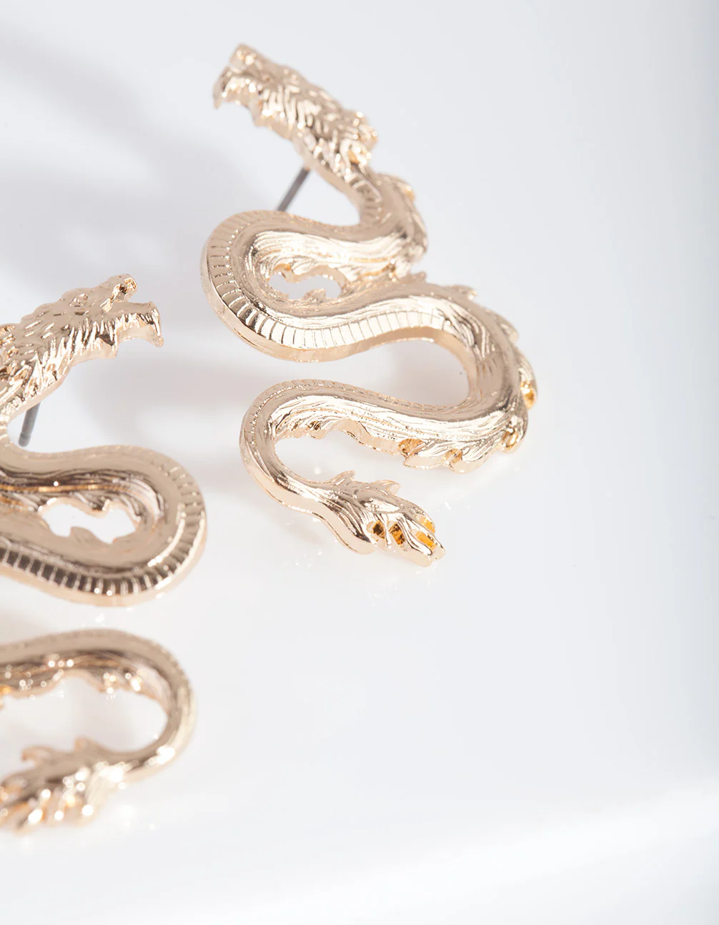 Mini Gold Spiked Dragon Earrings - Image 5