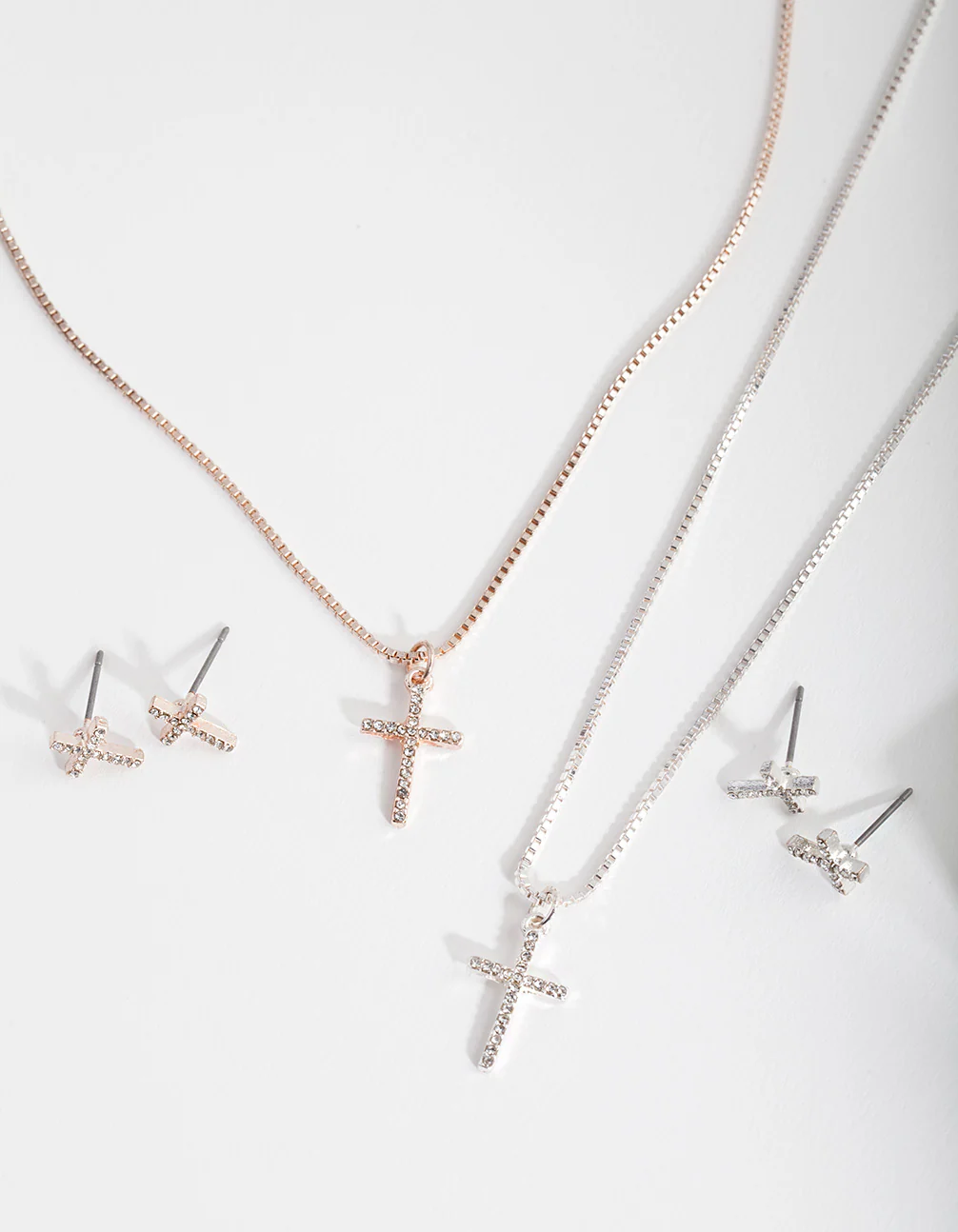 Mixed Metal Diamante Cross Jewellery Set - Image 2