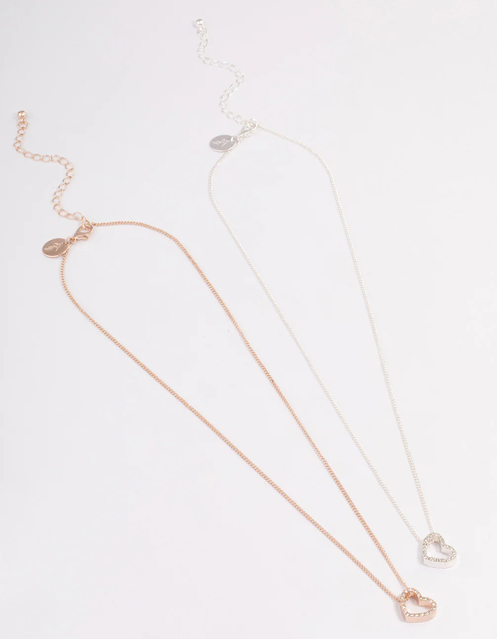 Mixed Metal Diamante Heart Necklace 2 Pack - Image 2