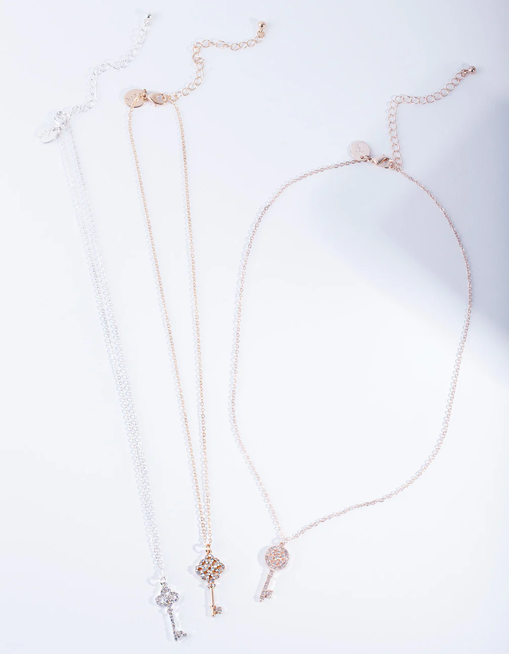 Mixed Metal Diamante Key Necklace Pack - Image 3