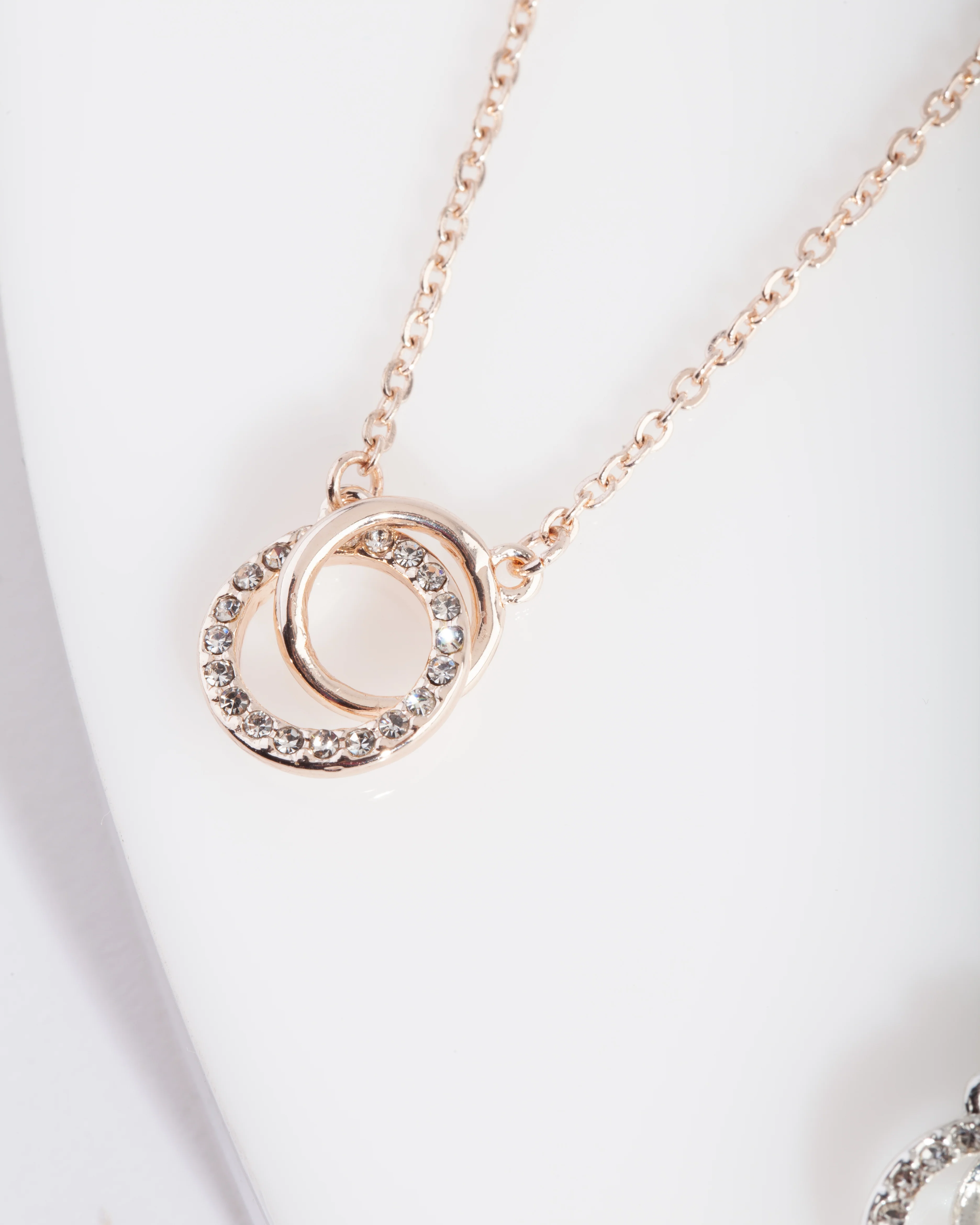 Mixed Metal Diamante Circle Necklace Trio - Image 3