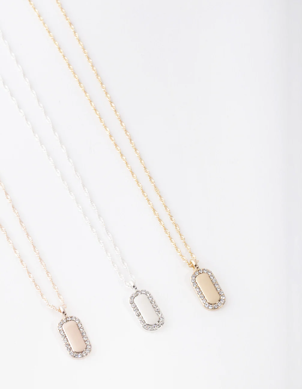 Mixed Metal Diamante Tag Necklace Pack - Image 2