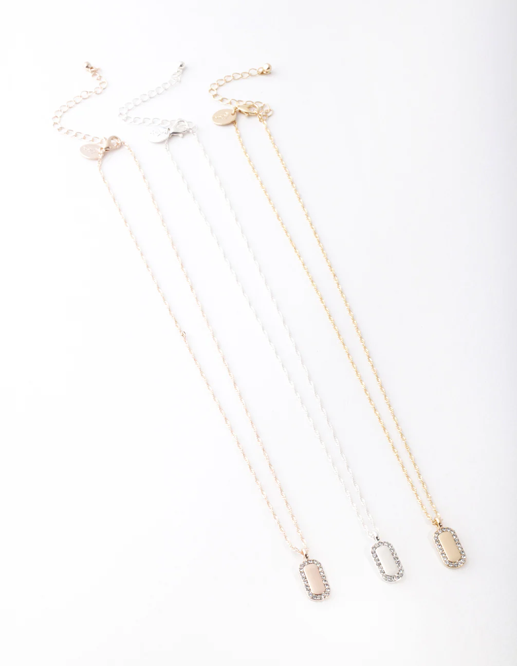 Mixed Metal Diamante Tag Necklace Pack - Image 4