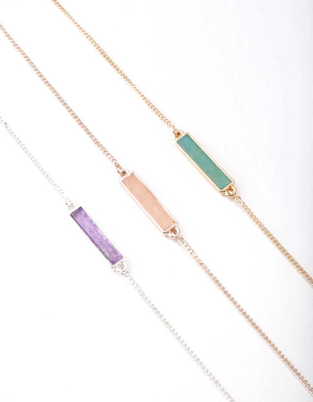 Mixed Metal Semi Precious Bar Bracelet Pack - Image 2