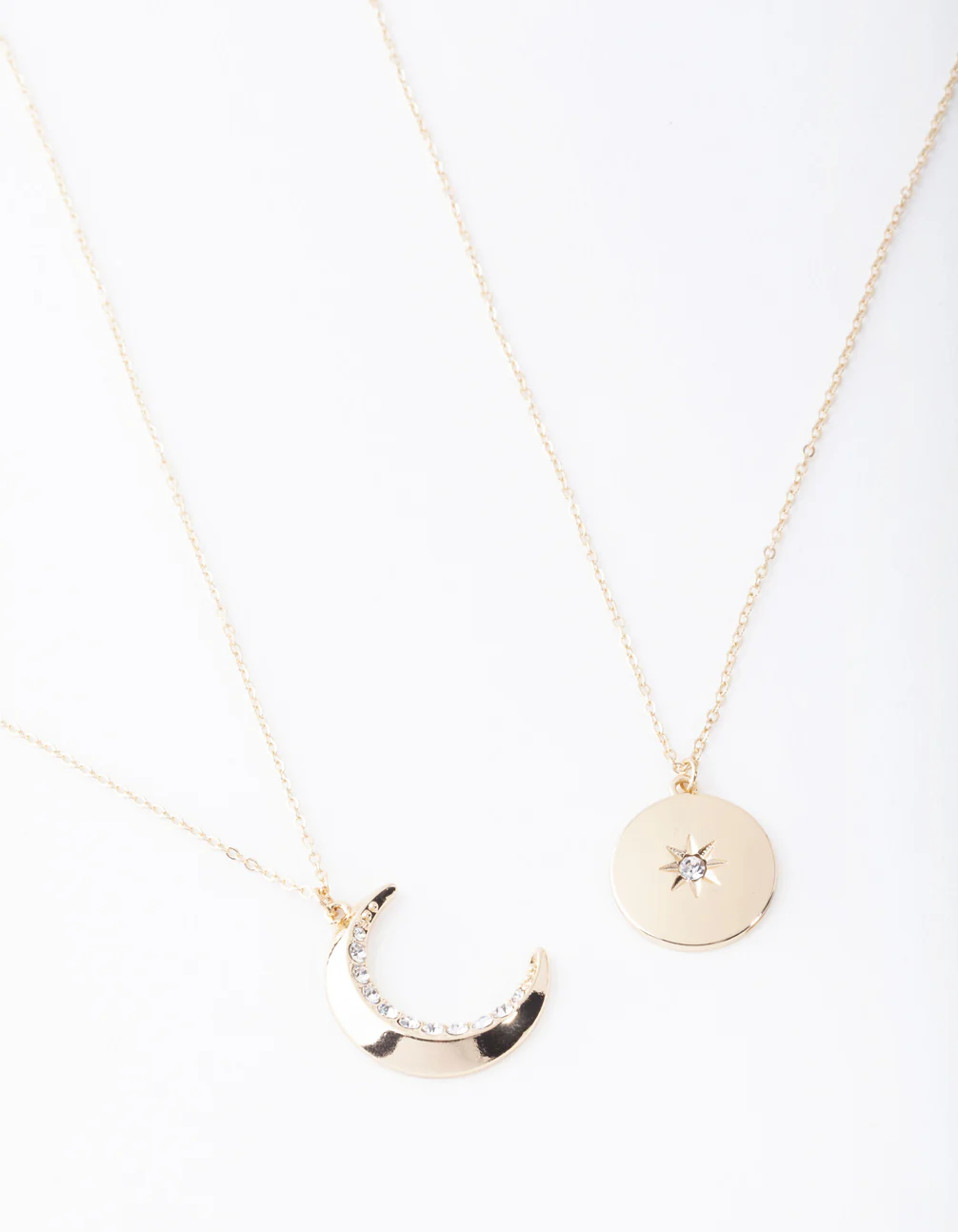 Gold Moon & Star Diamante Necklace Pack - Image 2
