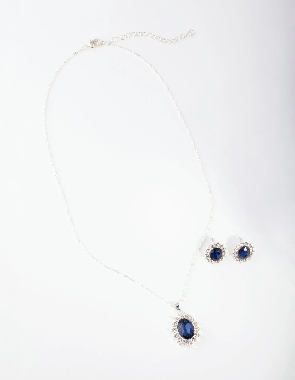 Silver Oval Blue Gem Jewellery Set - Image 2