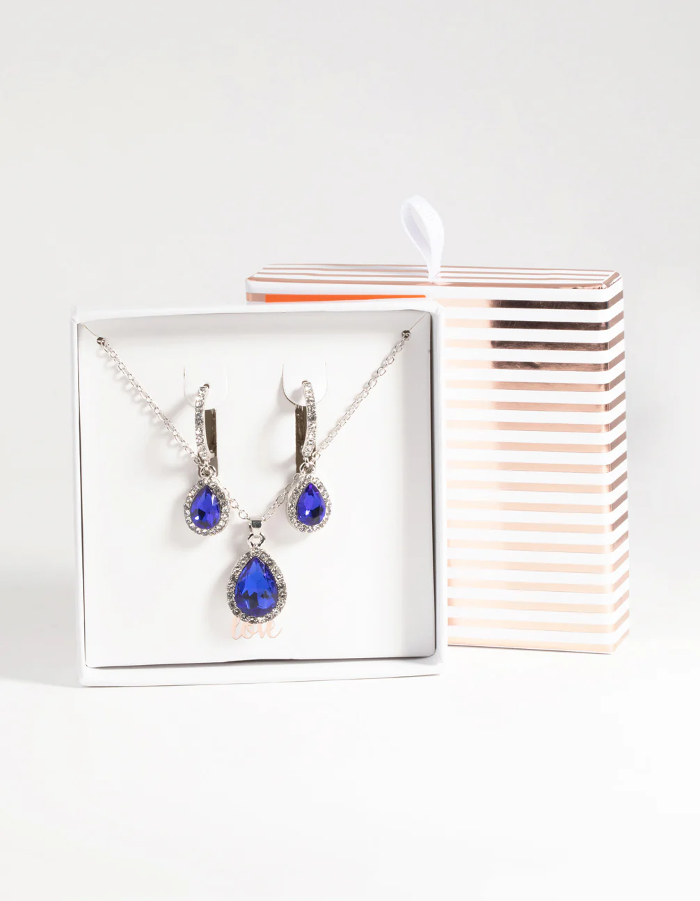 Silver Sapphire Necklace & Earring Set - Image 3