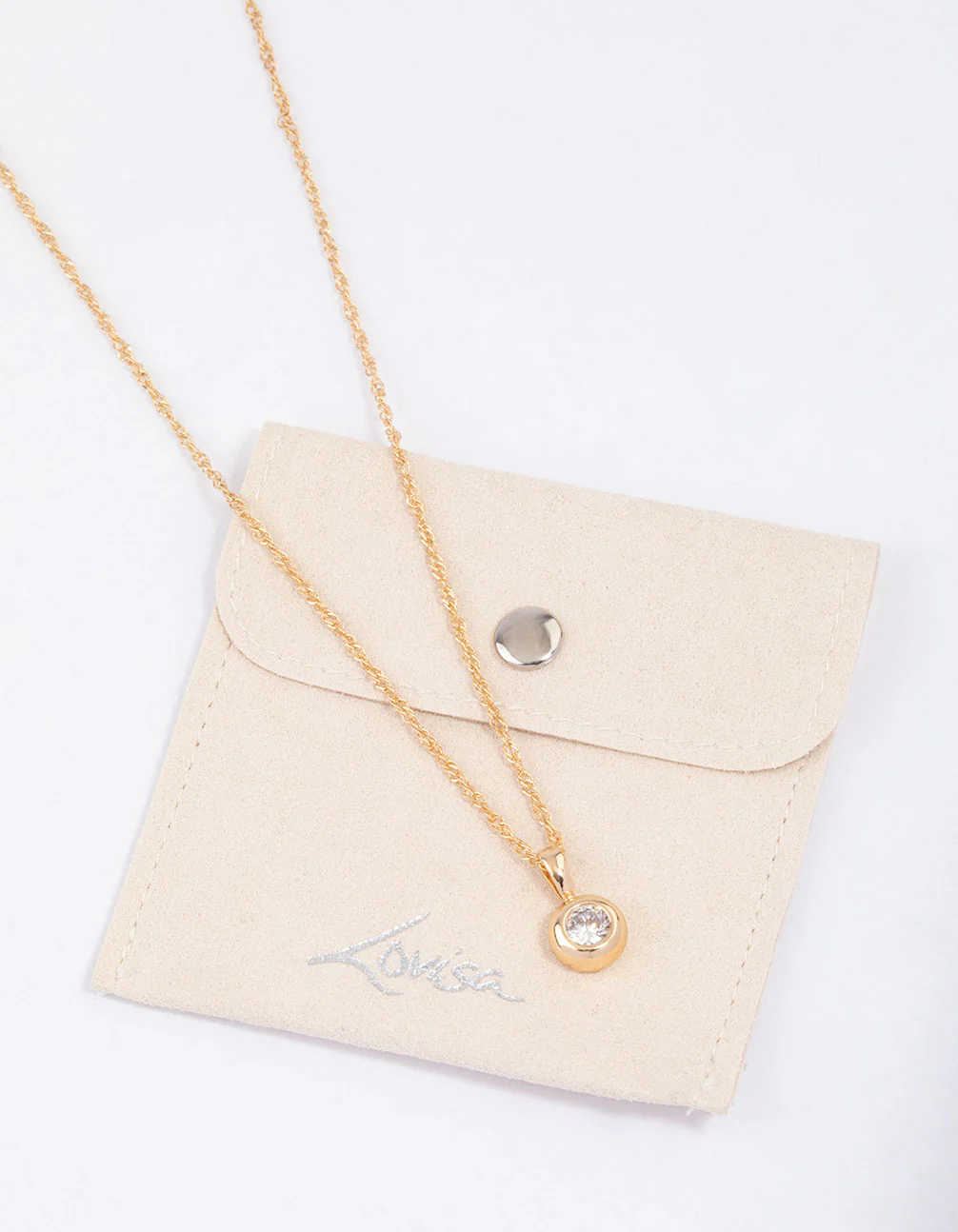 Gold Bezel Diamante Drop Necklace & Polishing Set - Image 2