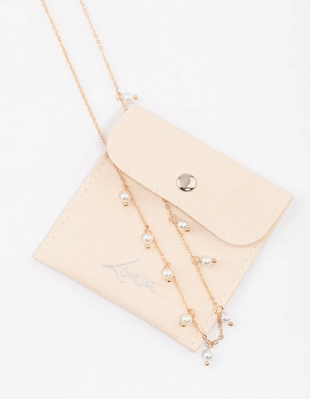 Gold Pearl Droplet Necklace & Polishing Set - Image 2