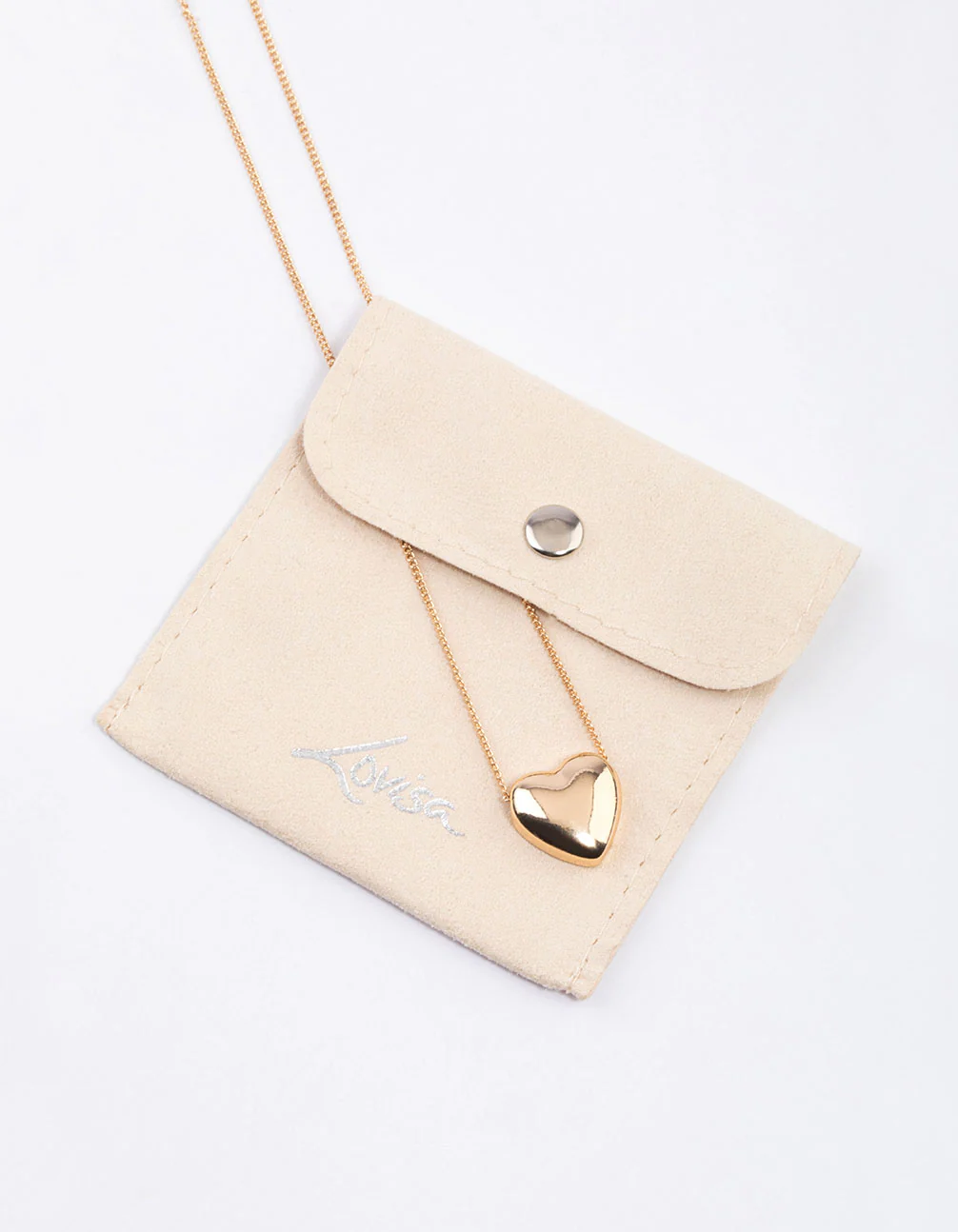 Gold Puffy Heart Necklace & Polishing Set - Image 2