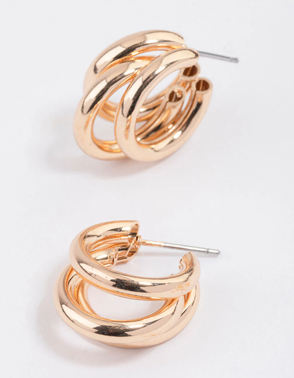 Gold Triple Row Hoop Earrings & Polishing Set - Image 3