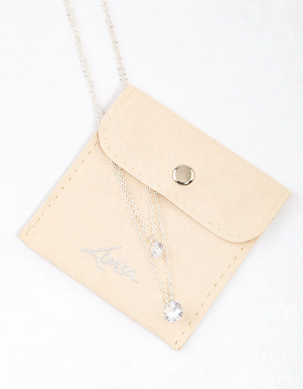 Silver Double Row Cubic Zirconia Necklace & Polishing Set - Image 2