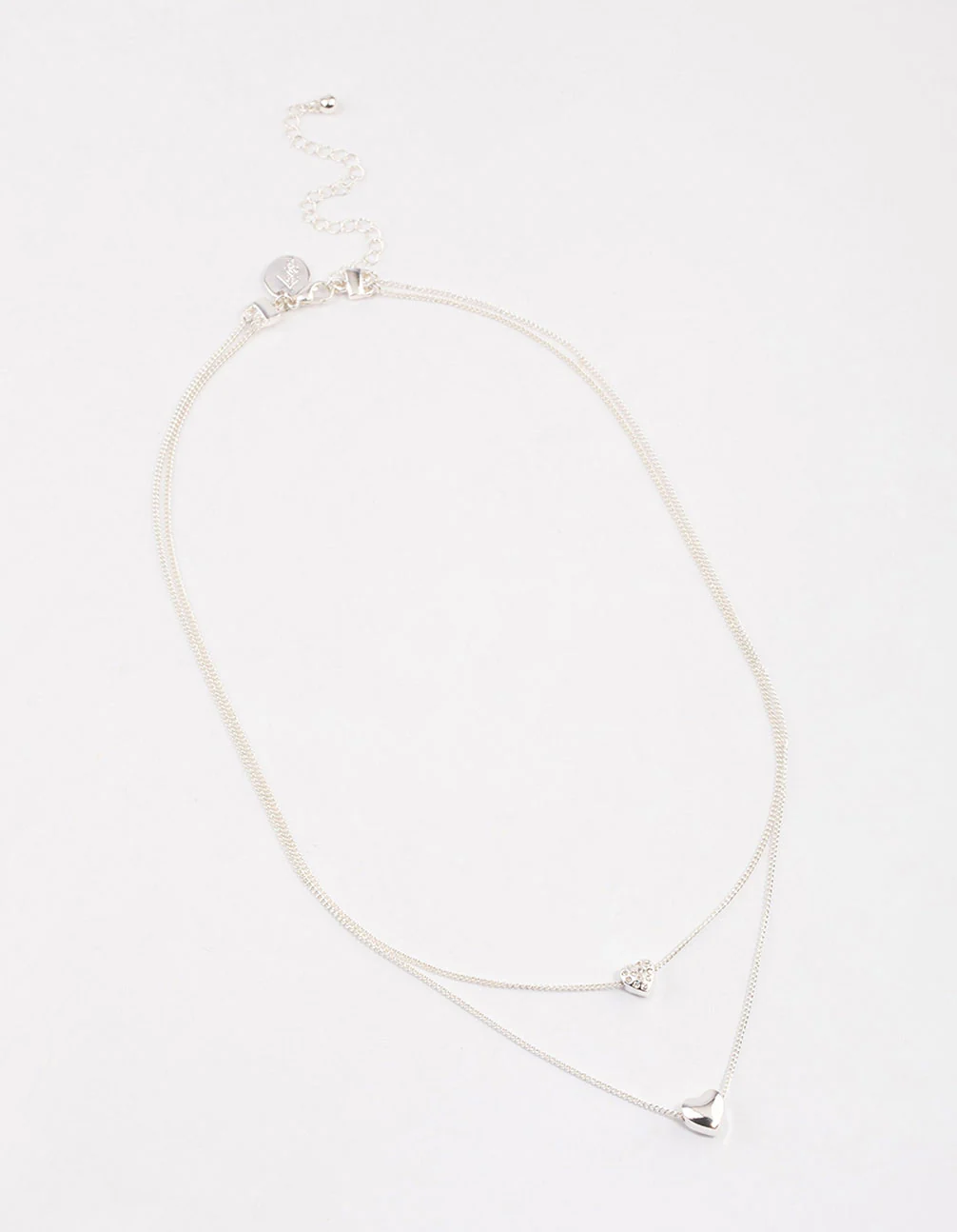 Silver Double Diamante Heart Necklace & Polishing Set - Image 3