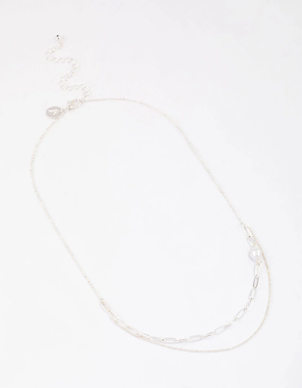 Silver Double Row Pearl Chain Necklace & Polishing Set - Image 3