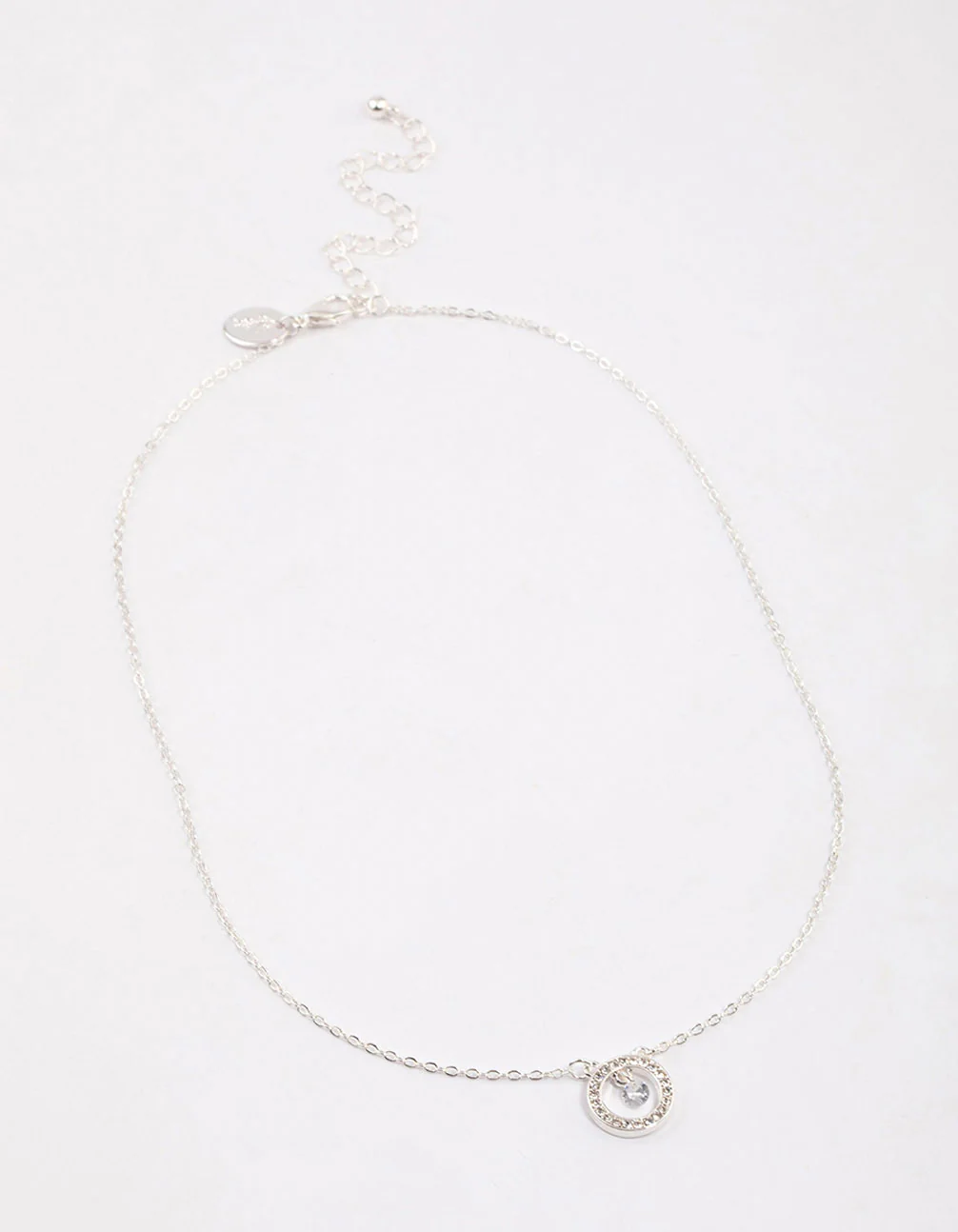 Silver Diamante Drop Open Circle Necklace & Polishing Set - Image 3