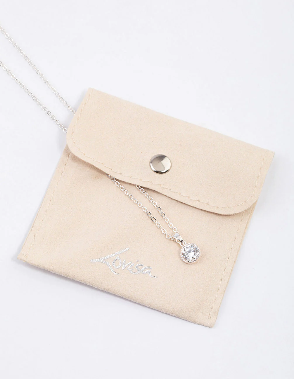 Silver Encased Diamante Drop Necklace & Polishing Set - Image 2