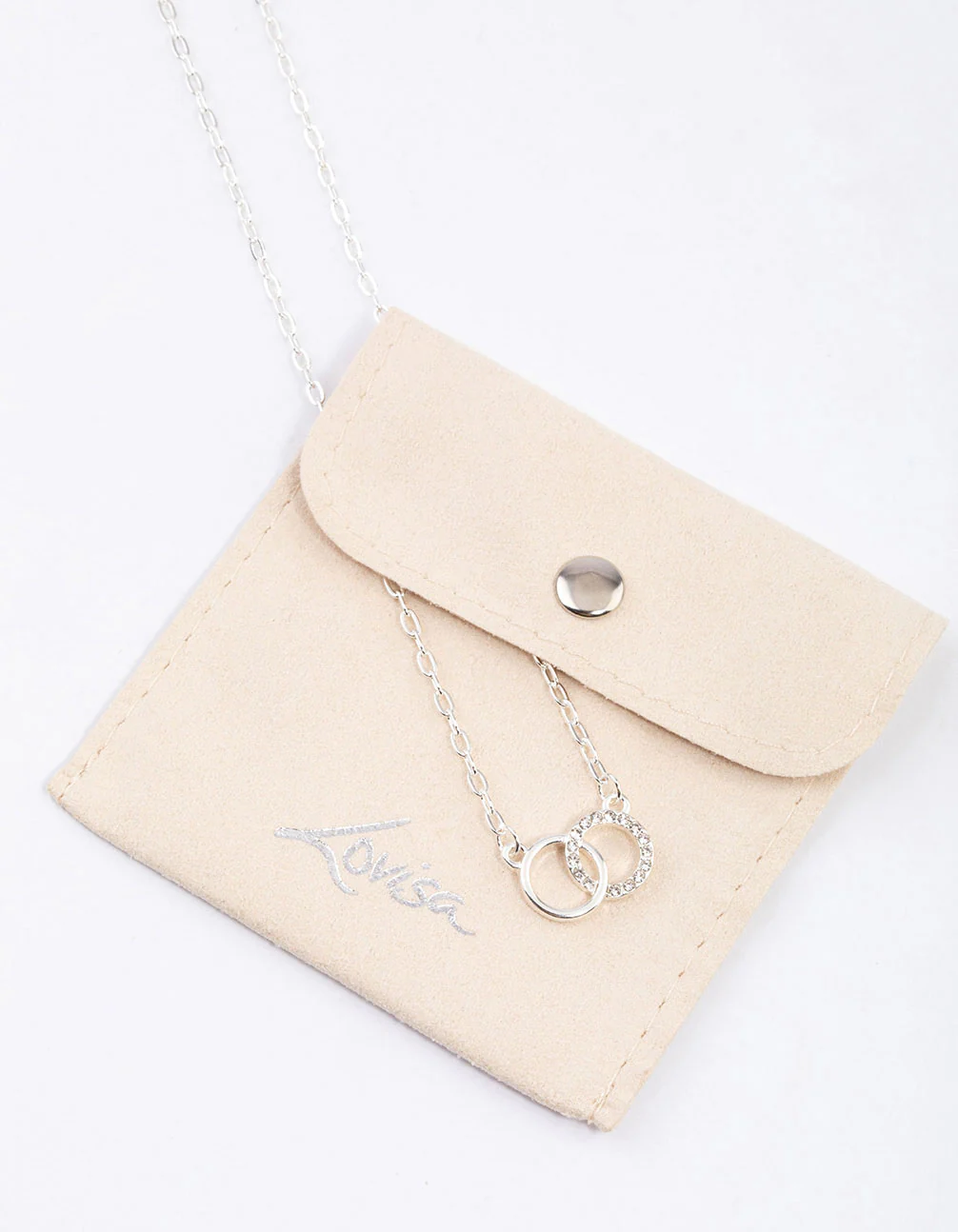 Silver Linked Circle Diamante Necklace & Polishing Set - Image 2
